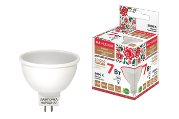 Лампа светодиодная TDM MR16-7 Вт-230 В-3000 К–GU5,3 Народная - Светильники - Лампы - . Магазин оборудования для автономного и резервного электропитания Ekosolar.ru в Наро-фоминске