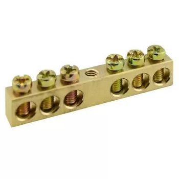 Шина PEN TS-0609C 6х9 6 отверстий крепление по центру Энергия - Электрика, НВА - Щитки и аксессуары для монтажа - Шины нулевые - . Магазин оборудования для автономного и резервного электропитания Ekosolar.ru в Наро-фоминске