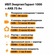 ИБП для котла Энергия Гарант 1000 + Аккумулятор 75 Ач 12 В (600Вт - 68мин) - ИБП и АКБ - ИБП для котлов - . Магазин оборудования для автономного и резервного электропитания Ekosolar.ru в Наро-фоминске
